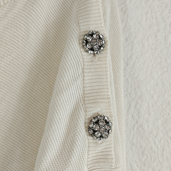 ba&sh Cream Bahi 3/4 Sleeve Boat Neck Jeweled Sweater Small - Picture 13 of 16